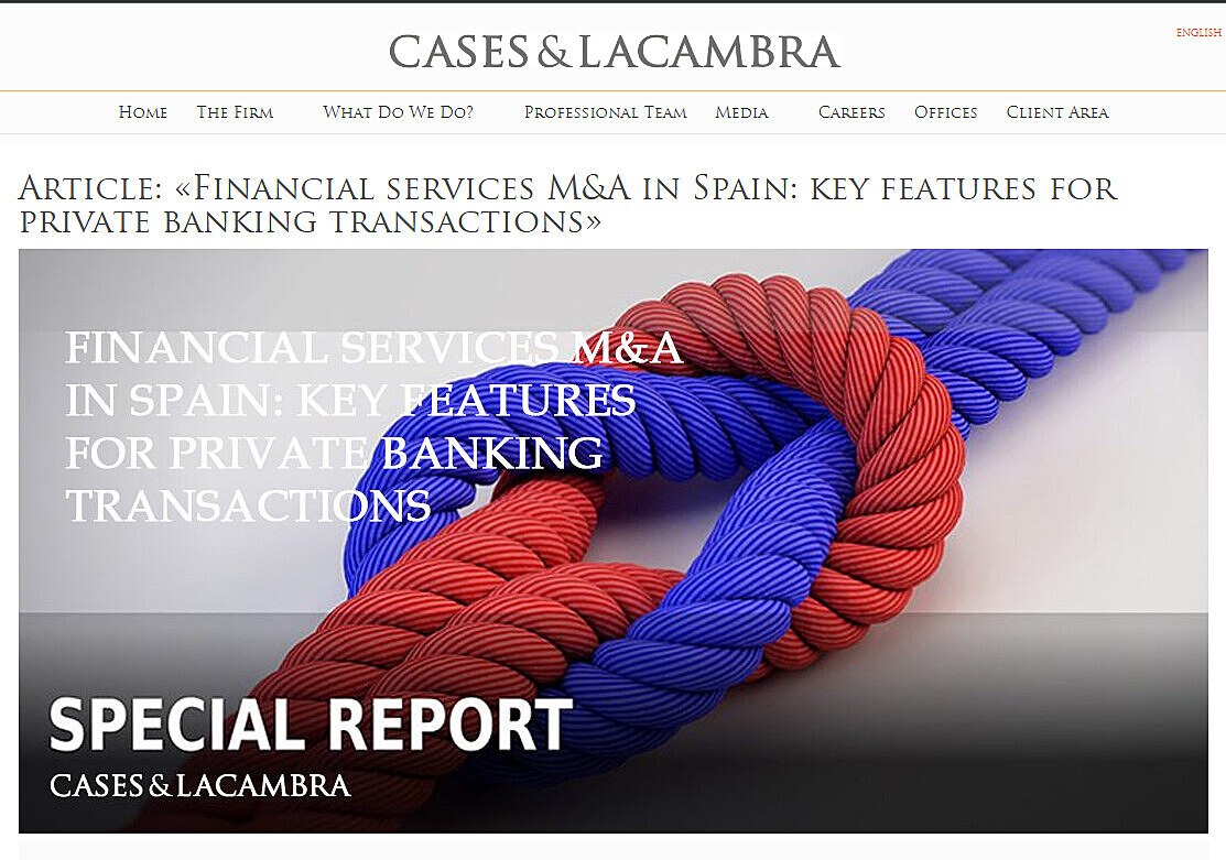 Financial services M&A in Spain: key features for private banking transactions